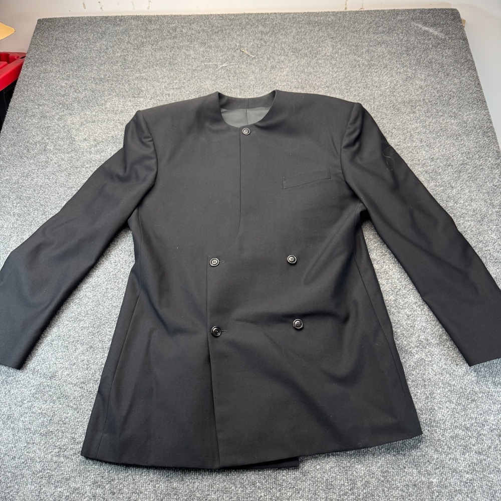 Bon Choix Couture Men's 2pc Suit Black Nehru Mao Collar Double Breasted 44 34x32